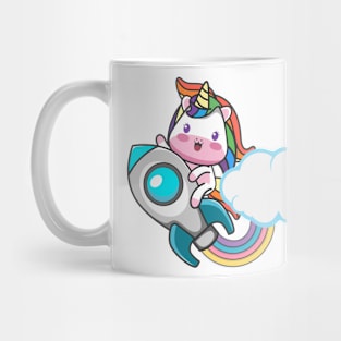 cute unicorn with rocket Mug